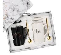 Focenat Tazas de café Mr and Mrs, Juego De 2 Taza de Café de Cerámica 14oz, Mr y Mrs Tazas Regalos De Boda Para La Pareja, La novia y el novio, Aniversario, Compromiso, Navidad, San Valentín
