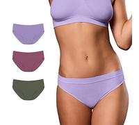 FOCENZA Calzoncillos mujer de microfibra, ropa interior mujer sin costuras, multipack de 3 piezas en varios colores, fabricado en Italia, Oliva-malva-lavanda, Large-X-Large