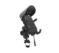 FOCKCPGEGV Soporte de teléfono para Manillar Motocicleta con Amortiguador vibración inalámbrico 15W, Soporte Ajustable antirrobo para Soporte Placa navegación Motocicleta( Handlebar Black)