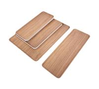 Focket Bandejas para Servir de Madera, 4 Piezas No Slip de Madera de Melamina Rectángulo para Servir Bandejas para Aperitivo, Plato Rectangular de Frutas Grandes,