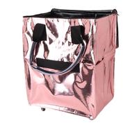 Focket Bolsa de la compra reutilizable con ruedas, bolsa plegable con cremallera, base extraíble, carrito de la compra de gran capacidad para picnic, viaje (Oro rosa)