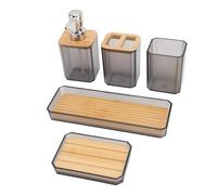 Focket Conjunto de Accesorios de Baño, Conjunto de Baño con Botellas de Loción Bandeja de Plato de Jabón para Uso en el Hotel en Casa (Gray)