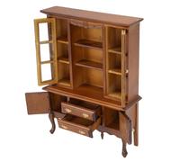 Focket Estantería para Casa de Muñecas, Gabinete en Miniatura a Escala 1:12 con Puerta y Cajón Que Se Pueden Abrir, Estantería en Miniatura de Madera de Abedul para Exhibición de Sala de Estudio en