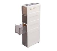 Focket Gabinete de Almacenamiento de Baño Delgado, Gabinete de Plástico Estrecho con Cajones y Ruedas para Espacios Pequeños (4 Capas)