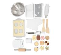 Focket Juguetes de Cocina, Juego Educativo de Madera con Material de Madera de Haya, Juguete Interactivo para Hornear con Báscula Electrónica Mezcladora de Taza Medidora para Niños y Niñas