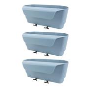 Focket Macetero con Barandilla, Paquete de 3 Maceteros Rectangulares para Colgar en Ventana, Macetas Colgantes Estilo Campo con Orificios de Drenaje para Balcón Al Aire Libre (Blue)