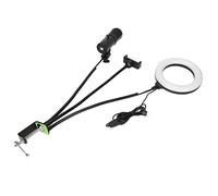 Focket Micrófono USB, Micrófono de Condensador de Luz de Relleno RGB OneKey Mute, de Transmisión de PC con Captación Cardioide para Juegos de Transmisión de Podcasts (A6S con Soporte para Manguera