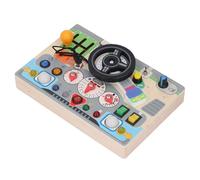 Focket Montessori Tablero Ocupado para Niños Pequeños, Tablero de Actividad Sensorial del Volante de Madera con Características de Juego Imaginativo para el Aprendizaje Temprano y el Desarrollo de