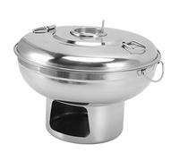 Focket Olla Caliente Portátil, Acero Inoxidable de Grado Alimenticio 2 en 1, Olla Caliente China con Calefacción de Carbón de Hielo Seco, Mini con Quemador Portátil para Cocina Casera, Picnic Al