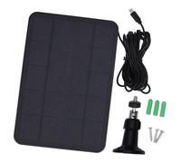 Focket Panel Solar para Cámara de Seguridad, Cargador de Panel Solar a Prueba de Lluvia de Silicio Monocristalino Ajustable de 6W 360, Pequeño con Cable Tipo C de 16.4 Pies para Timbre de Casa (BLACK)