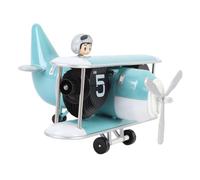 Focket Reloj de Escritorio con Tapa, Diseño de Avión, 12 Horas con Pilas, Reloj Retro con Tapa, Vintage con Base Antideslizante para Sala de Estar, Dormitorio, Estudio, Oficina (Cielo Azul)