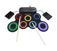 Focket Set de Batería Eléctrica, 7 Almohadillas Kit de Batería Electrónica Recargable con Pedal para la Música Latina Pop Rock, Juego de Tambores Portátiles para Principiantes (#2)