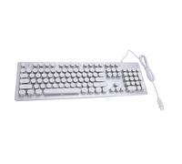 Focket Teclado para Juegos, Interruptor Azul Teclado Mecánico de 104 Teclas con Retroiluminación RGB 9 Efectos con Cable Anti-Fantasma para PC de Oficina para Juegos (White)