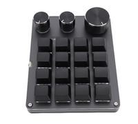 Focket Teclado Programable, Teclado de Juego Mecánico de Tecla 16 Tecla Personalizada con 3 Perillas y 3 Capas Red Red Switch para Atajos de Juego (Black)