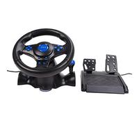 Focket Volante de Carreras para PC, Volante de Carreras USB Sim Universal de 180 Grados con Retroalimentación de Fuerza de Doble Motor, para con Pedales Sensibles a la Presión para PC