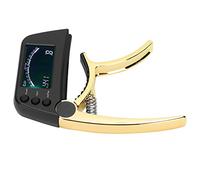 Fockety Afinador de Capo para Guitarra Aleación de Zinc ABS 2 en 1 Clamp/Holder con LCD para Ukeleles Clásicos Eléctricos Acústicos, Afinador de Capo Sensible para Músicos, Material de Aleación de