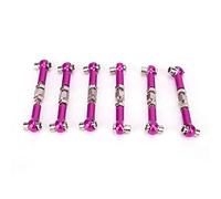 Fockety Aleación de Aluminio Duradera Juego de Varillas de Amarre de Servo Enlaces Ajustables para 1/10 RC Car Car 47 Mm Negro, Rojo, Púrpura 6 Piezas para Drift Truck Buggy (#2)