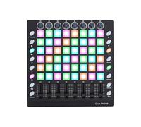 Fockety Almohadilla de Batería del Controlador MIDI, 48 RGB Retroiluminada Almohadillas Sensibles de Velocidad 8 Perillas 8 Controles Deslizantes 16 Botones de Función Salida de Entrada