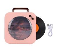 Fockety Altavoz Bluetooth Retro, Altavoz Inalámbrico Vintage con Grabación de Rotación Automática y Luces RGB, para Teléfonos Bluetooth, Tabletas, Portátiles, Compatible con Reproducción (Pink)