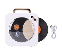 Fockety Altavoz Bluetooth Retro, Altavoz Inalámbrico Vintage con Grabación de Rotación Automática y Luces RGB, para Teléfonos Bluetooth, Tabletas, Portátiles, Compatible con Reproducción (White)