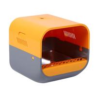 Fockety Arenero automático con videoportero, Inodoro Inteligente para Gatos de Acero Inoxidable antisalpicaduras con función de soplado, Fondo Antiadherente y fácil Limpieza con Pala (Yellow)