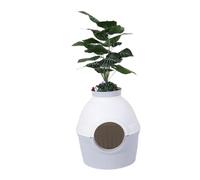 Fockety Arenero para Gatos con Plantas, Extragrande, a Prueba de Salpicaduras, Oculto, Cerrado, con Plantas Artificiales y Pala para, Ideal para Sala de Estar, Dormitorio o Esquina.