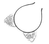 Fockety Aro para el Pelo con Orejas de Gatito con Lentejuelas Reversibles, Deslumbrante Decoración de Orejas de Gato, Diseño Antideslizante, 1 Diadema con de Gato, para la Vida Diaria, Bodas (Silver)