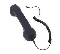 Fockety Auricular telefónico Retro, Receptor telefónico de Mano con Cable Vintage con Puerto Tipo c, Control de Volumen, para videoconferencias móviles celulares, Llamadas HD (Black)
