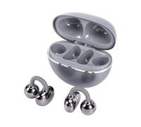 Fockety Auriculares con Clip, Auriculares inalámbricos BT 6.0 con micrófono con cancelación de Ruido, 40 Horas de autonomía, Resistencia al Agua IPX7, para Personas Que Llevan Gafas (Grey)