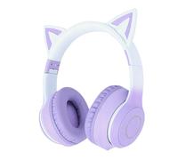 Fockety Auriculares inalámbricos para Juegos, con luz LED, Cable Auxiliar de 3.5 mm y micrófono Desmontable, Plegables, Bluetooth 5.3, Ideales para Viajes en portátiles y PC (Purple)