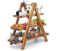 Fockety Bandeja para Servir de 3 Niveles, Soporte Decorativo de Cupcake, Bandeja de Estamadura de Casa de Campo, Soporte de Postres para Galletas, Dulces, Buffet, Fiesta, Boda
