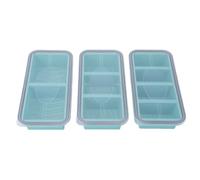 Fockety Bandejas de Silicona para Congelador con Tapa, 3 Moldes Apilables para Contenedores de Sopa y Congelador, Molde para Cubitos de Hielo a Prueba de Fugas para Caldo Congelado, (BLUE)