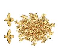 Fockety Bees Metal Bees 3D Decoración de Uñas para Manicura, Calcomanías de Uñas de Plata de Oro de 100 Piezas para Aprendizaje de Arte y Especialista Profesional, Material de Aleación (Dorado (100