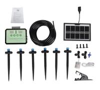 Fockety Bomba de Agua Solar, de Riego por Goteo Automático para Plantas con Temporizador, Colector de Agua de Lluvia, Boquilla Ajustable, Kit de Bricolaje para Jardín Interior y (BLACK)