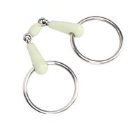 Fockety Broca de Boca de Caballo de Goma con Anillo Medio para Control y Comodidad, Broca de Boca de Anillo Suelta de Acero Inoxidable de Primera Calidad para Montar a Caballo