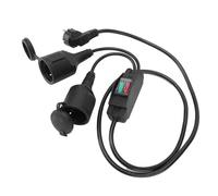 Fockety Cable alargador de 2 salidas con interruptor de encendido/apagado, cable alargador para exteriores de 1,6m con divisor, divisor de corriente en Y de 1 a 2 tomas para jardine (Enchufe de la UE)