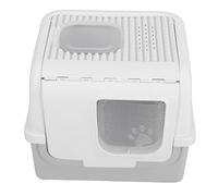 Fockety Caja de para Gatos Extra Grande, Orinal para Gatos Cerrado 3 en 1, Tapa Abatible Grande, Puerta Doble, Escalón Antideslizante, Inodoro para Antisalpicaduras con Tapa para