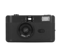 Fockety Cámara de Película de 35 Mm, Lente de 28 Mm F/8 1/120 Velocidad de Obturación Cámara Vintage Reutilizable con Flash, Correa de Muñeca, de Medio Cuadro Retro Ligero para (Black)