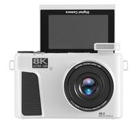 Fockety Cámaras Digitales para Fotografía, 8k 88mp de 3 Pulgadas Flip Flip Flip 18x Zoom Autocococo WiFi Vlogging Camera, Múltiples Filtros Light Anti Shake Camera de Video Cámaras (White)