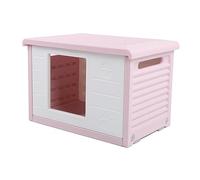 Fockety Casa de Plásstico para Perros, Impermeable, Resistente a la Intemperie, con Rejillas de Ventilacia, Refugio para Caquorros, para Perros Pequeños y Medios, Gatos (Rosado)