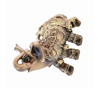Fockety China Feng Shui Riqueza Estatua Elefante Escultura de Resina Símbolo Afortunado para Familiares (Tamaño Mediano Dorado)