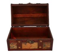 Fockety Cofre del Tesoro Vintage, Caja de Madera de Estilo Chino, Proceso de Costura Limpio para Decoración de Joyas (Trompeta de Mapa)