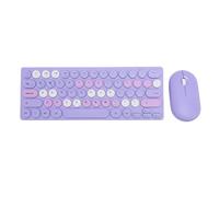 Fockety Combo de Teclado y Mouse Inalámbrico, 2.4G Inalámbrico 64 Teclas Modern Slim Computer Keyboard 1200dpi Mouse con Receptor USB para Sueño Automático (Purple)