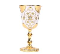 Fockety Copa de Cáliz Vintage, 3.74 Pulgadas, Grabado Floral en 3D, Decoración de Escritorio, Copa Medieval, de Vino de Metal para Bodas, Bendiciones, Fiestas, Decoración del Hogar,