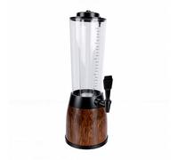 Fockety Dispensador de Bebidas, Dispensador de Bebidas de 2,5 L con Tubo de Hielo Luz LED Torre de Cerveza Contenedor de para Jugo Té Soda para Fiestas de Uso Comercial (Grano de madera)