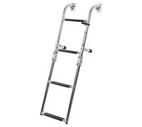 Fockety Escalera de Barco de 4 Peldaños, Escalera de Baño Telescópica Extraíble de Acero Inoxidable Escalera de Muelle Plegable de Montaje Fijo con Separadores Ajustables para Yate de Pontón Marino