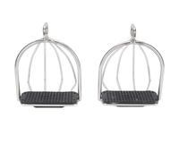 Fockety Estribos de Seguridad, Almohadilla Antideslizante de Acero Inoxidable, Estribos Enjaulados, Ingleses con Juego de 2 Piezas para Caballos Ingleses y de Montaña
