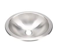 Fockety Fregadero para autocaravana, fregadero pequeño redondo de acero inoxidable 304 con un solo seno y escurridor, tubo corrugado y tapón de sellado para barcos y yates