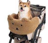 Fockety Funda para Cochecito de Mascotas, Cojín Extraíble y Lavable para Cochecito de Perro, Protector de Cochecitoo de Algodón Cálido en la Sección Frontal, para Perros y Gatos (BROWN)