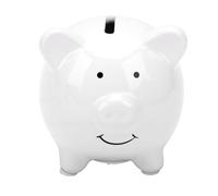 Fockety Hucha, Linda y Compacta Hucha de Cerámica con Acabado Esmaltado a Prueba de Rayones, Tapón de Goma Extraíble, Ahorro de Dinero Versátil para Regalo de Cumpleaños para Niños (White)